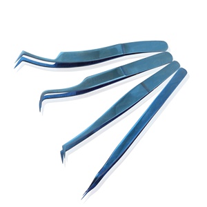 Pinces à cils courbées robustes, non magnétiques, haute précision, couleur bleu plasma, en acier inoxydable, pour extensions de cils - Product Image 2