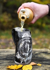 Natural Horn <b>Mug</b> Viking Drinking Eco-Friendly 3D Hand Carved Engraved Animal & Religious High Quality - Product Image 4