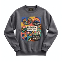 Sweat-shirts unisexes à col rond en coton 100% de 300g, poids lourd, pour l'hiver, avec logo personnalisé sur le devant, coupe ample, marque privée, OEM