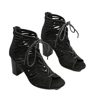 Women Mesh Pu Upper Black Ballroom/Salsa Latin Jazz <b>Dance</b> Sandals <b>Heels</b> Rubber Outsole Beginner Practice <b>Boots</b> - Product Image 6