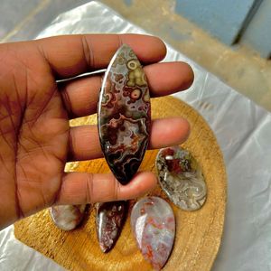 หินควอทซ์สีฟ้าอัญมณีหลวมธรรมชาติทรงหลังเบี้ยลูกไม้บ้าตรงจากอินเดียสำหรับการทำเครื่องประดับ - Product Image 1