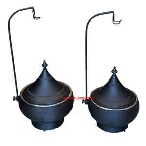 Calentador de alimentos de acero inoxidable, vajilla con acabado dorado, cazuela, olla caliente decorativa de metal de lujo para boda con tapa colgante - Product Image 4