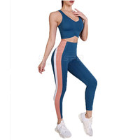 Conjunto Deportivo de 2 Piezas para Mujer, de Alta Calidad, Transpirable, con Diseño de Cintura Elástica en Spandex/Poliéster, Patrón Liso