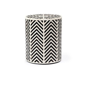 Taburete con incrustaciones de hueso de búfalo, diseño Floral indio decorativo, decoración del hogar, muebles pequeños para el hogar para artesanía interior - Product Image 2