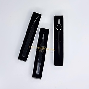 Pinzas para Extensión de Pestañas de Acero Inoxidable, Pinzas de Aislamiento con Punta de Fibra, Recubrimiento en Polvo Negro Brillante, Herramienta Profesional para Pestañas - Product Image 3