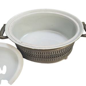 Casserole verte ovale Hall Vintage Direct d'usine avec couvercle et support en métal dessous de plat cadeau de pendaison de crémaillère - Product Image 4