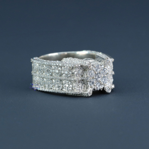 Hip Hop, audaz, elegante y completamente único, anillo de diamantes de moissanita de Plata de Ley 925 con una claridad VVS mejorada - Product Image 2