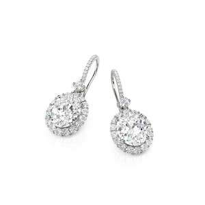 Boucles d'oreilles pendantes Jeulia Halo en argent sterling à coupe ovale - Product Image 3