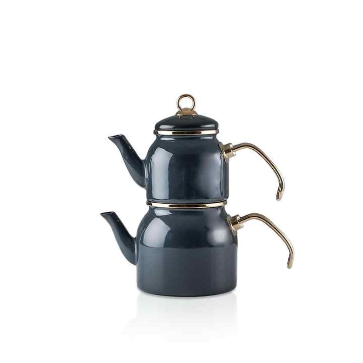 Acar 5755 Qualita Maya Mini Enamel Teapot Set - Gray