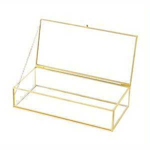 Boîte de défilement en verre métallique intemporelle et élégante avec des détails de défilement classiques pour un rangement sophistiqué et un attrait décoratif - Product Image 4