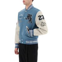 Veste universitaire vintage en toile de laine pour homme, col montant, hiver, cuir véritable, broderies, logos, patchs, options de couleurs personnalisées