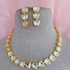 <b>Simple</b> Look <b>Gold</b> Plated Premium Quality Kundan <b>Necklace</b> with Earrings for Women Designer Jewelry for Wedding Wear Collection - Product Image 1