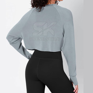 Long Sleeves Women Cropped <b>Plain</b> <b>Sweatshirts</b> Oversized Women Cropped <b>Plain</b> <b>Sweatshirts</b> For Sale - Product Image 3
