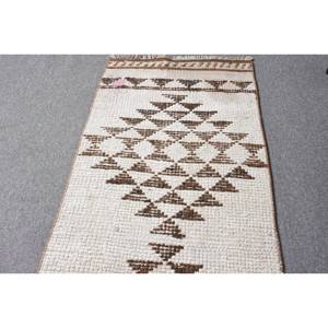 Alfombra turca Vintage moderna de 1,9x12,5 pies, diseño de retazos blanco y marrón, alfombra clásica de lana para sala de estar, pasillo, rectángulo de látex - Product Image 3