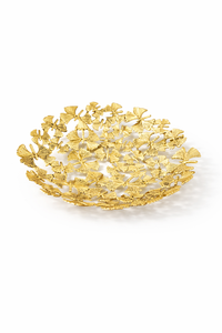 Bol à dîner élégant, bol en feuille de ginkgo dorée complexe, plateau à fruits en aluminium, plateau de style moderne fantaisie pour la vaisselle - Product Image 2