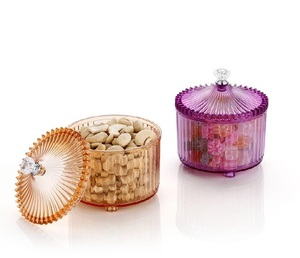 Boîte de service décorative en verre avec boutons en cristal 3 pots transparents amovibles pour fruits secs à noix Rangement de cuisine et présentation de fête - Product Image 6