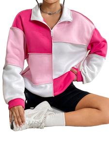 Hot Sale Women's Sport Winter Eco-Friendly Pull Over <b>Sweatshirt</b> with Stand Collar Long Sleeves Jogger Style Gym Wear - Product Image 4