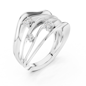 Vibe Match jewels Anillo de oro de 10 quilates con banda triple y detalles en CZ - Product Image 2