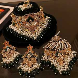 AA IMPEX Traditional Antique Wedding Fashion Jewelry Sets for Women Elegant Indian Necklace <b>Earrings</b> Link <b>Chain</b> Trendy Style - Product Image 4
