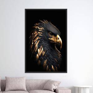 Golden Eagle Canvas Art: Majestic <b>Black</b> and Gold Bird Print,<b>BLACK</b> <b>FRAMED</b> CANVAS - Product Image 1