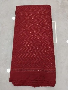 Majisa Tissu Ethnique Traditionnel Rayonne Lucknowi Chikan Tissu Brodé Fournisseur en Vrac pour Hommes Kurtas Tissé Stretch - Product Image 6