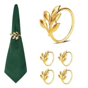 12 Pcs Gold Napkin <b>Rings</b> Shiny Metal Napkin <b>Ring</b> Study Leaf Shaped Table Decor Christmas Easter Wedding Party Elegant Table - Product Image 6