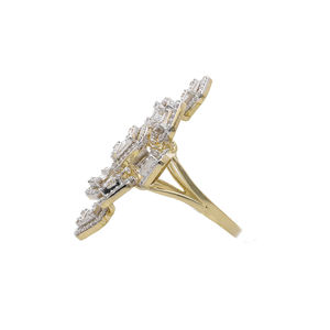 14K Oro 1,77 CTW Anillo de diamante natural Exquisita Baguette y racimo de corte redondo con ajuste de Halo - Product Image 6