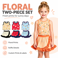 Ensemble décontracté d'été pour filles : débardeur sans manches et jupe à volants, tenue color block en tissu yoga pour enfants