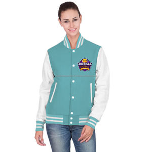 Chaqueta universitaria de lana de algodón ligera para mujer con diseño acolchado transpirable, ropa de calle elegante teñida y bordada - Product Image 1