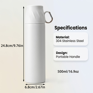 CL 500ml 304 Stainless Steel Vacuum Insulated <b>Thermos</b> <b>Bottle</b> with Cup Lid Handle for Office Car Travel - Product Image 3