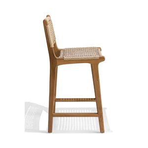 Modern Outdoor <b>Bar</b> Chair Teak Wood with Woven Synthetic Rattan - Citta - Product Image 2