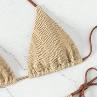 Dames gerimpelde halter driehoekige top, verstelbare strik aan de zijkant, bikiniset met dierenprint aan de voorkant, sexy strandkleding, zwembad, 2-delig