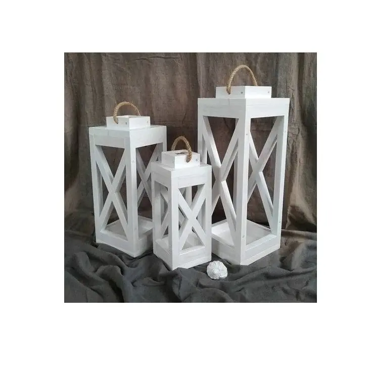 Wooden Large candlelight Lantern holder garden Decorative wood antique candle holders lamp lanterns for sale