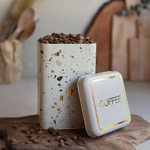 กระป๋องเก็บเมล็ดกาแฟทรงสี่เหลี่ยมโลหะ Kontensan ER0229G 1.6 ลิตร สีเทอร์ราซโซ ขนาด 105x105x160 มม. - Product Image 2