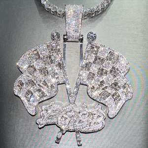 Pendentif Hip Hop de luxe en argent 925 avec diamant Moissanite et caution de sac d'argent glacé Design personnalisé pour bijoux de fête - Product Image 1