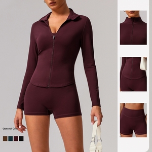 Chaqueta de Yoga Deportiva de Alta Calidad al por Mayor para Mujer, Chaqueta de Yoga de Manga Larga con Logotipo Personalizado, Ropa Deportiva con Cremallera - Product Image 4