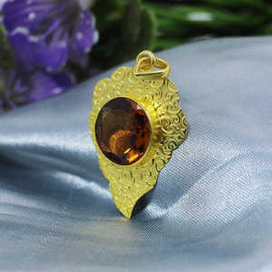 Colgante fino con diseño de pirámide de estilo religioso hecho a mano con citrino, oro, rodio y chapado en oro rosa, abalorio de joyería de perlas - Product Image 3