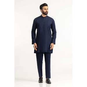 Traje de invierno para hombre, estilo casual elegante, kameez corto con pantalón recto ajustado, diseño sólido tejido SK-BSCSL25-004 - Product Image 1