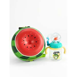 Ensemble de rangement fonctionnel Tykle Watermelon BTS Combo : Sac à bandoulière rond élégant et biberon anti-fuite motif crocodile - Product Image 1