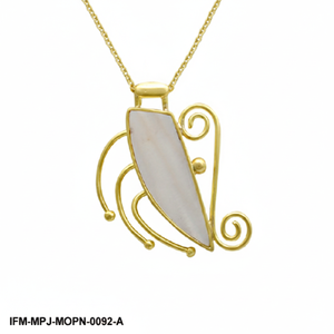 Collier en nacre blanche véritable, pendentif en coquille irisée sur chaîne plaquée or, bijoux bohèmes délicats pour femmes - Product Image 4