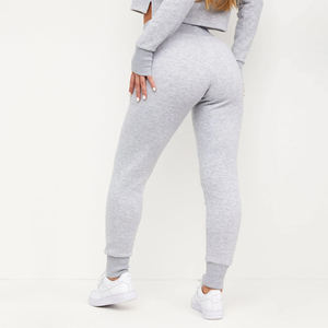 Ensemble deux pièces pour femme, sweat-shirt court gris clair et pantalon de jogging, tenue douce et confortable pour se détendre et le style urbain - Product Image 5