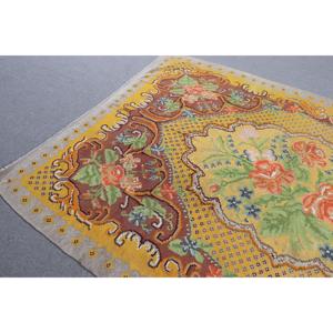 Turkish Large Rug, 6.3x9.5 ft Vintage Rug, <b>Yellow</b> Kilim <b>Wool</b> Rug - Product Image 5