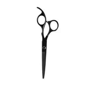 钛黑色涂层理发店胡子剪刀由高级不锈钢材料制成，带手指托6.5”