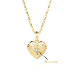 Collier personnalisé Jeulia avec pendentif cœur gravé et pierre de naissance, simple et élégant pour tous les jours - Product Image 4