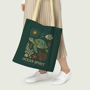 Ocean <b>Spirit</b> Eco-Friendly Beach Tote Bags Medium Size Long Rope Handle Canvas Tyvek Paper Screen Printing Washable Recyclable - Product Image 4