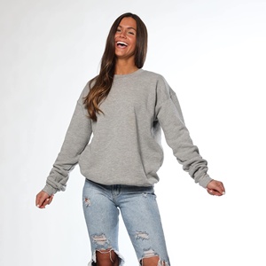 Sweat-shirt à manches longues pour femmes 100% Tissu polaire en coton Saison d'hiver Couleur unie - Product Image 1