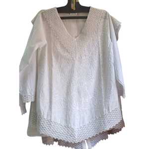 ชุดเดรสเสื้อเชิ้ตผ้าสักหลาดตัวยาวปักลายดอกไม้สำหรับสุภาพสตรีเสื้อไซส์ใหญ่พิเศษสำหรับฤดูหนาว - Product Image 1