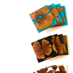 GÉNÉRATION Sous-verres en résine de noyer pour la décoration intérieure Sous-verres en résine époxy en bois Sous-verres de luxe personnalisés pour boissons - Product Image 1
