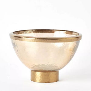 Elégant bol de service rond en métal et en verre pour les aliments et les fruits, idéal pour la vaisselle d'hôtel et de restaurant. - Product Image 1