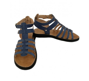 รองเท้ากลาดิเอเตอร์สีฟ้าสไตล์โมร็อกโกสำหรับผู้หญิงรองเท้าหนังแท้ทำมือน้ำหนักเบาสไตล์ทางการ - Product Image 2